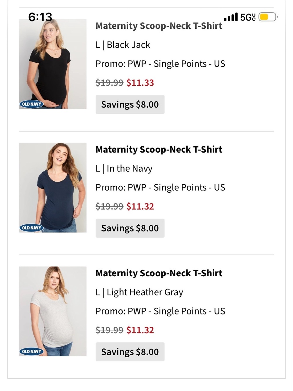 Maternity Tops NWT Navy Short-Sleeve ScoopNeck Tee in Black, Navy, Light Heather
